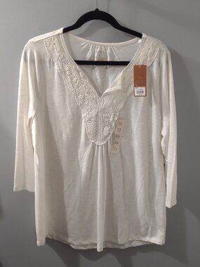 Sonoma Life + Style Kohl's NWT Lacy Women's Cottagecore Country Blouse XL